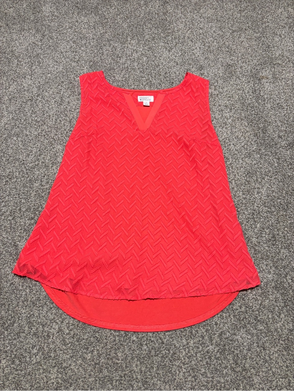 Sleeveless Chevron Texture V-Neck Top - Pink (M)